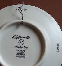 Keräilylautanen - Andreas Alariesto   nr. 27. Seinälautanen, taidelautanen. (Vintage,  Scandinavian Porcelain, , collecting plate)