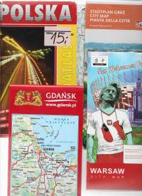 Poland Graz, Gdansk, Warsawa erä 5 kpl karttoja Puolasta - kartta