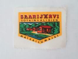 Saarijärvi -sotainvalidien -matkailumajat -kangasmerkki, matkailumerkki, leikkaamaton