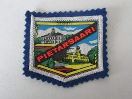 Pietarsaari - Jakobstad -kangasmerkki / matkailumerkki / hihamerkki / badge -pohjaväri sininen
