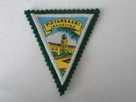 Pietarsaari - Jakobstad -kangasmerkki / matkailumerkki / hihamerkki / badge -pohjaväri vihreä