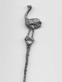 Figuriini kurki coctail tikku - vanhaa  0.900 sterling hopeaa