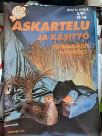 Askartelu ja Käsityö no 3/1991 silkkimaalausta, nahkatöitä, hedelmäkoriste, aplikoi lapselle lahjaksi
