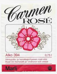 Carmen rose nr 394 - viinietiketti viinaetiketti