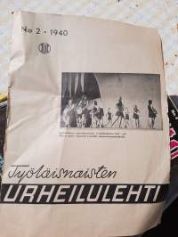 Työläisnaisten Urheilulehti 1940 nr 2. TALONPOIKAISTANSSI, MENUETTI, UINTITULOKSIA