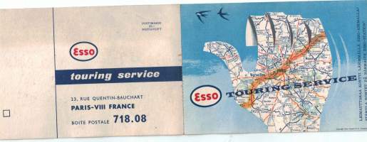 Edistyksellista Esson palvelua jo 1950-luvulla. Postittamalla matkareitin Esson konttoriin  automatkailija sai matkareittinsä Esso  kartat veloituksetta.