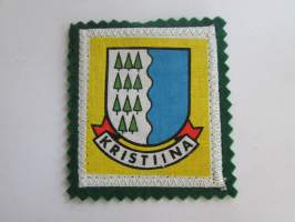 Kristiina (Kristiinankaupunki) -kangasmerkki / matkailumerkki / hihamerkki / badge -pohjaväri vihreä