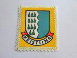 Kristiina (Kristiinankaupunki) -kangasmerkki / matkailumerkki / hihamerkki / badge -pohjaväri valkoinen