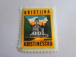 Kristiina (Kristiinankaupunki) - Kristinestad -kangasmerkki / matkailumerkki / hihamerkki / badge -pohjaväri valkoinen