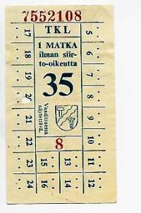 TKL Tampere  - matkalippu, linja-autolippu