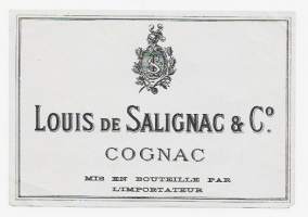 Louis de Salinac &amp; Co vanha konjakkietiketti  - viinaetiketti