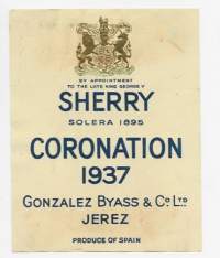 Sherry Coronation 1937 - viinaetiketti
