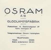 Osram Oy Helsinki 1938-40  - firmalomake