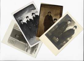 Miesten talvimuotia lähes 100 vuoden takaa valokuva 9x13 cm 4 kpl erä