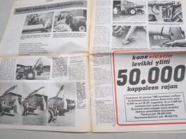 Koneviesti 1986 nr 11 - 50321, DLG on edelleen suuri konenäyttely, Suursäkin käsittely suursäkkinostimella, Yksi levitin, kaksi syöttötapaa, ym.
