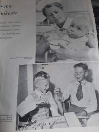 Kauneus ja terveys 9/1957 lasimosaiikista tulee muutakin kuin tarjottimia ja pöytälevyjä, kuvasatoa Lastenklinikasta, sisätautien muutokset iholla