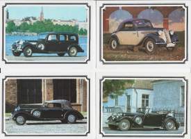 4 kpl postikortti  autopostikortti  4 eril kulkematon, venäläiset tekstit takana