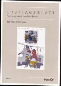 Saksa FDC Ensipäiväkortti 1997 - Tag der Briefmarke (Postimerkin päivä). Yksittäisblokki, lentopostiliikenne
