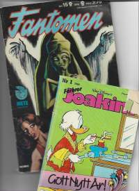 Fantomen 1976 nr 15 ja Farbror Joakim  1984 nr 1 - 2 ruotsinkielistä sarjakuvalehteä