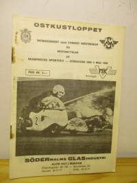 Ostkustloppet Internordiskt samt Svenskt Mästerskap för Motorcyklar på Skarpnäcks Sportfält-Söndagen den 4 naj. 1969.- Käsiohjelma