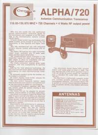 Alpha / 720 Avionics Communication  Transceiver  - tuote-esite 1978
