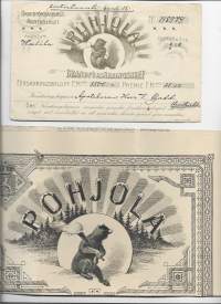 Vakuutus Oy Pohjola, Brandförsäkringsbref Palovakuutuskirja  1907   - vakuutuskirja ja  firmakuori