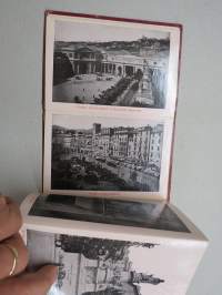 Ricordo Di Genova -haitarimaisesti aukeava kuvateos kaupungista ja nähtävyyksistä, kartta, kohopainatteinen kansi, 1900-luvun alku (kuvissa ei vielä näy autoja)