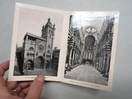 Ricordo Di Genova -haitarimaisesti aukeava kuvateos kaupungista ja nähtävyyksistä, kartta, kohopainatteinen kansi, 1900-luvun alku (kuvissa ei vielä näy autoja)