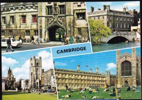 Postikortti Cambridge nähtävyydet (Christ´s College, Queen´s College),  10 x 15 cm. Uusi, **.