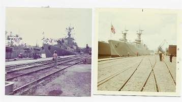 Turku Satama Englannin laivastovierailu 1970 ja Ranskan 1974 - valokuva 9x9 cm 2 kpl