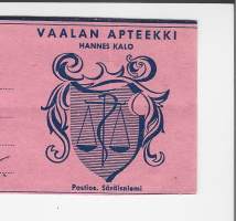 Vaalan  Apteekki Hannes Kalo, resepti  signatuuri  1956