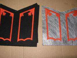 SA-kauluslaatat, pari - Panssarintorjunta upseeri (musta-oranssi)  vaalea seitti tukikangas n. 9 cm (uudet)