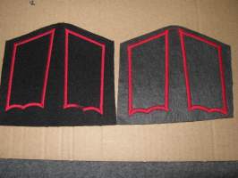 SA-kauluslaatat, pari - Rannikkotykistö (musta-punaa) huopa tukikangas n. 8 cm (uudet)