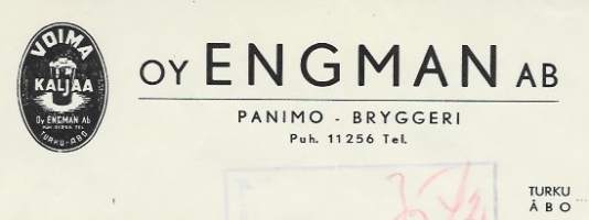 Engman Oy, Panimo Turku 1955 - firmalomake