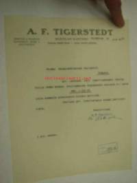 A.F. Tigerstedt Mustilan Kartano 22.7.1922 -asiakirja