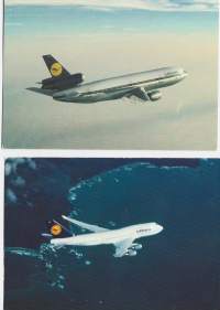Lufthansa   - lentokonepostikortti   postikortti kulkematon 2 kpl