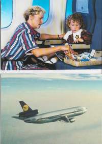 Finnair ja Lufthansa  - lentokonepostikortti   postikortti   2 kpl