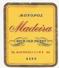 Monopol Madeira   Alko nr 6399 - viinietiketti  viinaetiketti