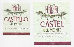 Castel del Monte ja Castello de Monte Alko nr 456 -  viinaetiketti 2 eril