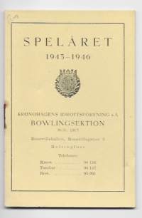 Kronohagens Idrottsförening Bowlingssektion Spelåret 1945 -1946 - vuosikertomus