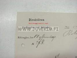 Direktören vid Straffängelset invid Helsingfors, Helsinki, 17.11.1890 -asiakirja