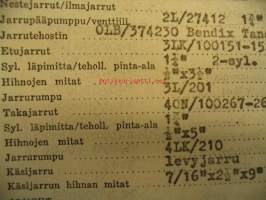 Vanaja kuorma-auton rakennekortti A2-47/4300 25.8.1964