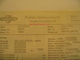 Vanaja kuorma-auton rakennekortti A2-47/4300 10.3.1966