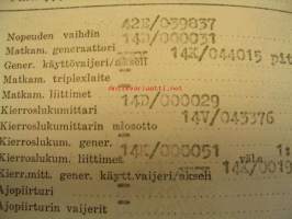 Vanaja kuorma-auton rakennekortti A2-47/4300 30.10.1965