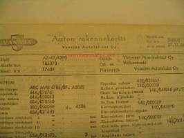 Vanaja kuorma-auto rakennekortti A2-47/4300 27.12.1966