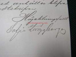 Sofia Zweygberg , Wiborg, (Viipuri) 25.7.1890 -asiakirja, dokument