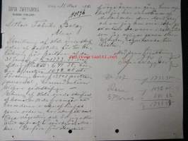 Oy Sofia Zweygberg Ab, Wiborg, (Viipuri) 15.3.1908 -asiakirja, dokument