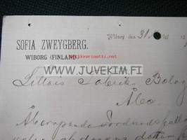 Sofia Zweygberg Wiipuri 31.3.1890 -asiakirja