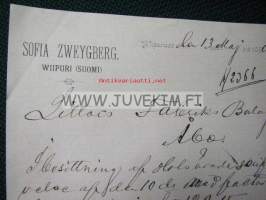 Sofia Zweygberg , Wiborg, (Viipuri) 13.5.1890 -asiakirja, dokument