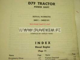 Caterpillar D7F Tractor 94N1 to 94N5191 parts book -varaosaluettelo